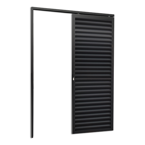 Porta de Correr Suspensa Veneziana Esq L.25 Preta 210x90 Brimak
