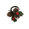 Kit 6 Argolas Decoradas Porta Guardanapo Natalino Pinhas e Berries - Magizi - 5