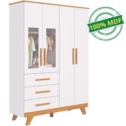Guarda Roupa Retrô 4 Portas 100% Mdf Faura - 3