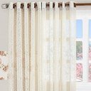 Ver imagem 1 de Cortina para Cozinha 2,00m X 1,50m Charme Tecido Renda Floral para Varão Simples - Palha