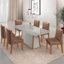 Ver imagem 1 de Mesa de Jantar Diane 180cm Tampo Mdf Vidro com 6 Cadeiras Eloise Moderna Mobília