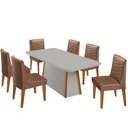 Ver imagem 2 de Mesa de Jantar Diane 180cm Tampo Mdf Vidro com 6 Cadeiras Eloise Moderna Mobília