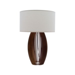 Abajur EL18 Luminária De Mesa De Madeira   Cúpula De Tecido Sala Quarto Escritório