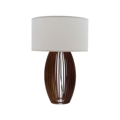 Abajur EL18 Luminária De Mesa De Madeira   Cúpula De Tecido Sala Quarto Escritório