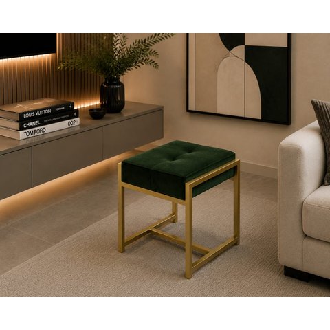 Banco Decorativo Linha Alta Future:Veludo Verde Escuro