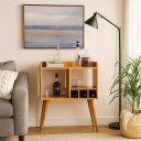 Ver imagem 1 de Aparador Moderno C/ Adega P/ Vinhos, Porta Taças e Mini Bar:nature