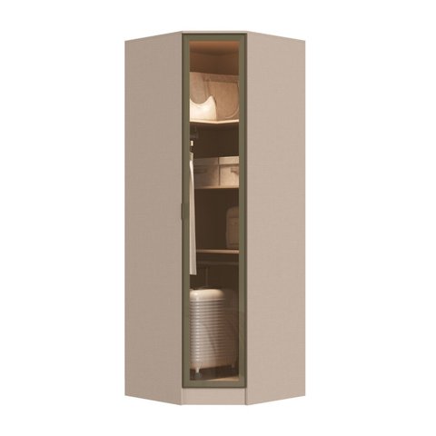 Guarda-Roupa Canto Oblíquo 1 Porta Reflecta LED 100% MDF Requinte+