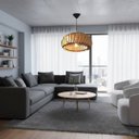 Ver imagem 5 de Lustre Luminária Pendente de Madeira Mdf Mod. Sophia Gd Inclinado