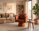 Ver imagem 2 de Poltrona Decorativa Orgânica Base Fixa Agatha Suede Terracota Liso
