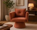 Ver imagem 1 de Poltrona Decorativa Orgânica Base Fixa Agatha Suede Terracota Liso