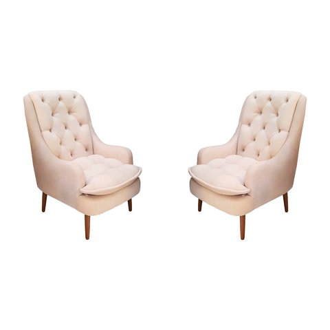 Kit 2 Poltronas Decorativas Lille Suede Bege - Dominic Decor