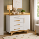 Ver imagem 1 de Cômoda Infantil Retrô Peroba Branco com Amêndoa 1 Porta Lisa