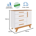 Ver imagem 3 de Cômoda Infantil Retrô Peroba Branco com Amêndoa 1 Porta Lisa