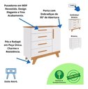 Ver imagem 4 de Cômoda Infantil Retrô Peroba Branco com Amêndoa 1 Porta Lisa