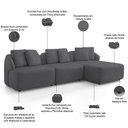 Ver imagem 4 de Sofá 4 Lugares com Chaise Direito Sala Living 294cm Arlo F04 Veludo Grafite Tc-12003 - Lyam Decor