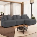 Ver imagem 1 de Sofá 4 Lugares com Chaise Direito Sala Living 288cm Arlo F04 Veludo Grafite - Lyam Decor