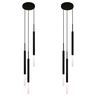 Kit 2 Pendentes Luminária de Teto Tubo Triplo Difusor Preto - 1