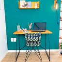 Ver imagem 1 de Mesa para Escritório Industrial de Ferro Carvalho e Preto