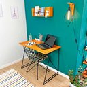 Ver imagem 3 de Mesa para Escritório Industrial de Ferro Carvalho e Preto
