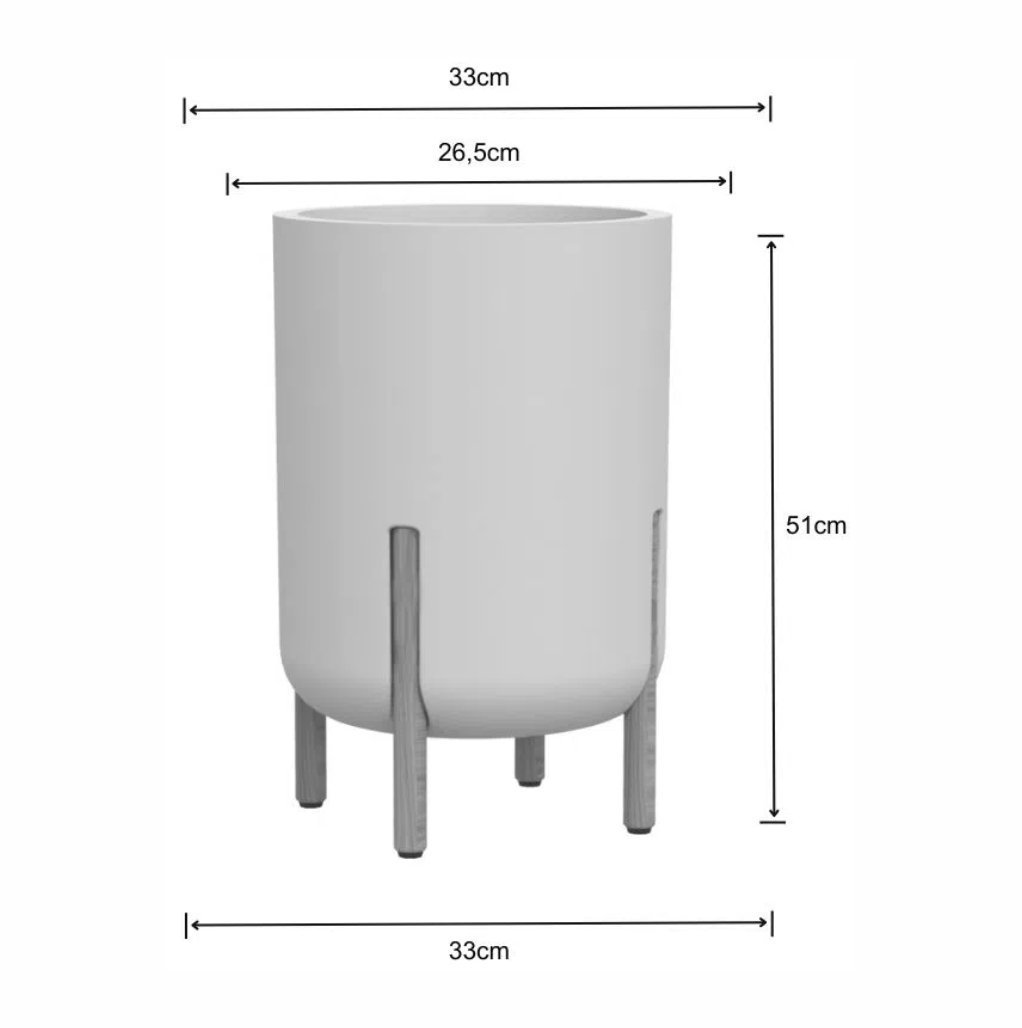 Vaso Cilíndrico Decore Polietileno 51x33x33cm Japi - Off-white - 2