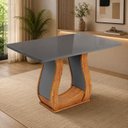 Ver imagem 1 de Mesa de Jantar Retangular 4 Lugares com Tampo de Vidro Inspirare Mel e Cinza