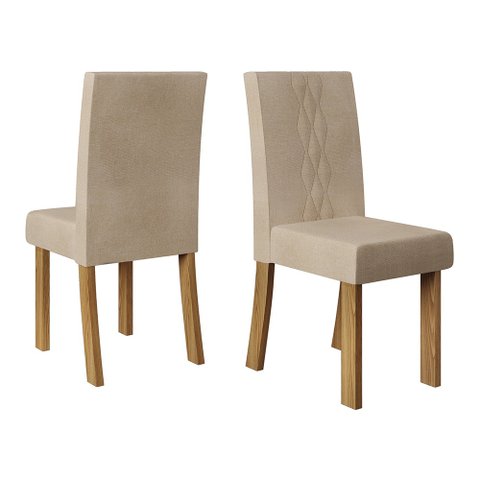 Conjunto Com 2 Cadeiras Elisa Para Sala De Jantar Trufa/ Linho Árido Banana Bit