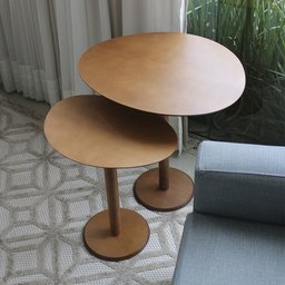 Mesa Lateral Monopé Design Orgânico 35x50cm - Mel - 3