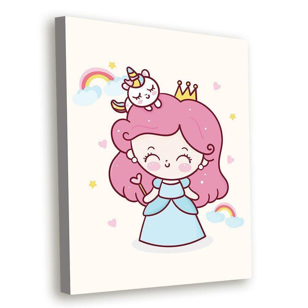 Tela Decorativa Princesa E Unicórnio 30X40Cm - 1