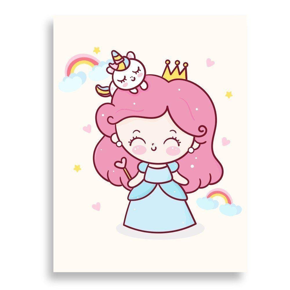 Tela Decorativa Princesa E Unicórnio 30X40Cm - 2
