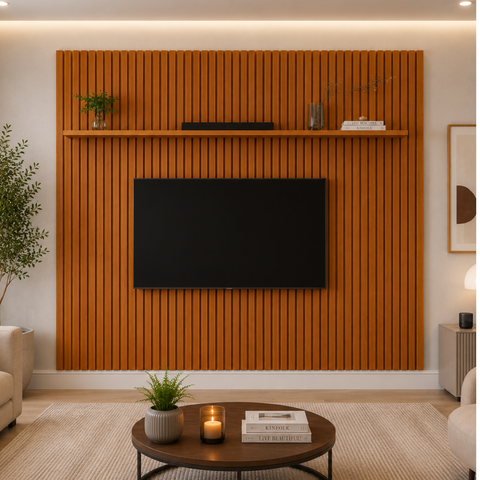 Painel para TV com Design Contemporâneo Versátil 2,20 x 2,20 - Freijo