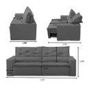 Ver imagem 3 de Sofá Retrátil e Reclinável 3 lugares com Molas 1,50m Laura Suede Cinza Madelina