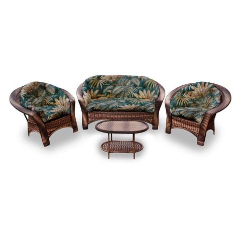 Conjunto de Sofá Fibra Sintética 19 - 1 Sofá 2 L + 2 Poltronas + 1 Mesa Centro - Tecido Palmares Pet