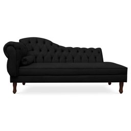 Recamier Divã Cancun 185cm com Capitonê - Direita Suede - Ecotec Decor:Preto - 1