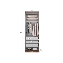 Quarto Casal Modulado Rizon 6 Peças (1 Armário Ponte + 1 Closet + 2 Guarda Roupas + 2 Complementos)  - 6