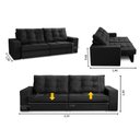 Ver imagem 3 de Sofá Retrátil e Reclinável 3 Lugares 2,10m com Molas Melissa Suede Preto Rover & Beato