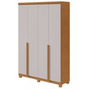 Ver imagem 1 de Guarda-roupas 4 Portas 2 Gavetas 100% Mdf Alonzo sem Espelho e com Pés - Lopas Amendoa Clean/off Whi