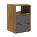 Ver imagem 1 de Mesa de Cabeceira 2 Gavetas Mdf Select Belmax:freijó/titânio