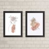 Kit 2 Quadros Decorativos Mulheres One line 45x34cm - com Vidro:madeira Preta - 1