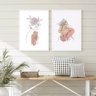 Kit 2 Quadros Decorativos Mulheres One line 45x34cm - com Vidro:madeira Preta - 2