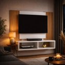 Ver imagem 4 de Painel Sala para Tv Navi até 48 Polegadas com Nicho:branco-ripado
