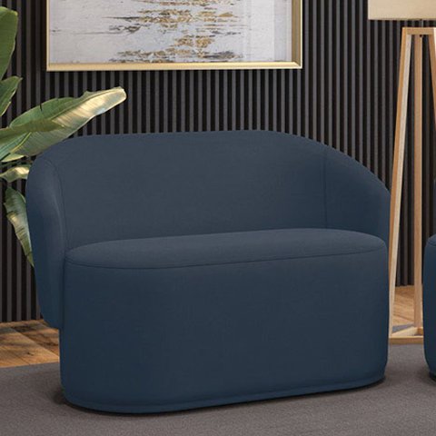 Sofá 2 Lugares Namoradeira Orgânica para Sala Malu Suede Azul Marinho M11 - D’Rossi