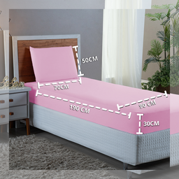 Kit Lençol de Solteiro 400 Fios Poliéster 2 Peças Conjunto com Elástico e Fronha:rosa - 2