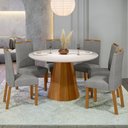 Ver imagem 2 de Conjunto Sala de Jantar Mesa Isis 135x135 6 Cadeiras Anitta 2024 Ype/off White/linho Cinza Claro