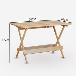 Conjunto de Mesa 120x70 e 4 Cadeiras Davos Dobrável Eucalipto sem Pintura Marcenaria Real - 5