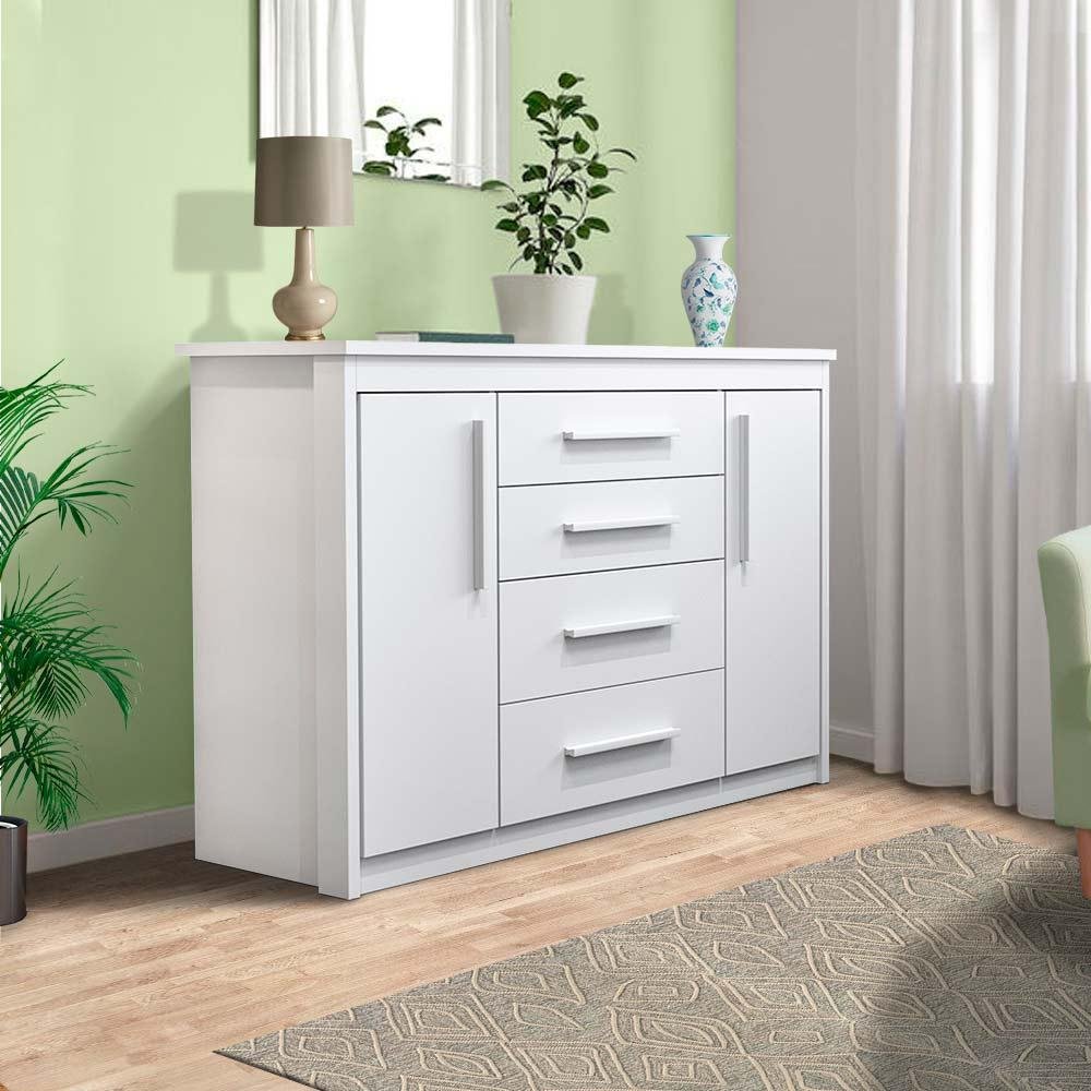 Cômoda Grande 4 Gavetas Com Sapateira Elegance 2088 Branco Batrol ...