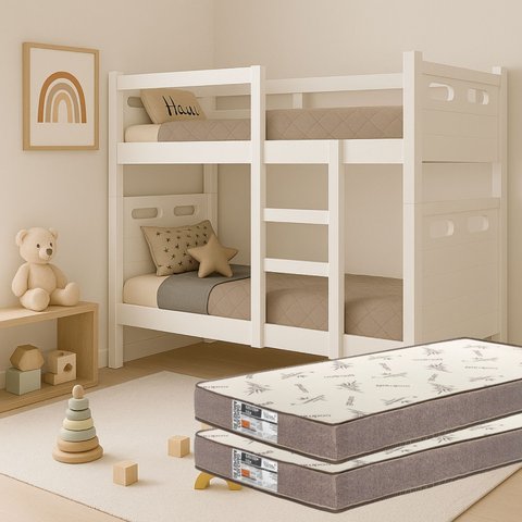 Beliche Adulto ou Infantil com 02 Colchões D20 Solteiro Grade Proteção Completa Robusta