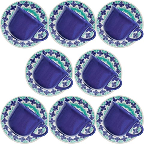 Kit Jogo Xícaras para 8 Pessoas 8PÇS Donna Azul de 200ml
