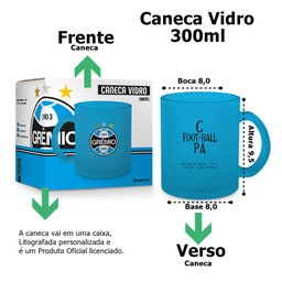 Caneca Vidro Diamond Brasfoot Gremio 300 Ml Licenciada Azul - 4