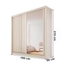 Guarda Roupa Solteiro Ripado com Espelho - Turim-off White - Made Marcs - 2