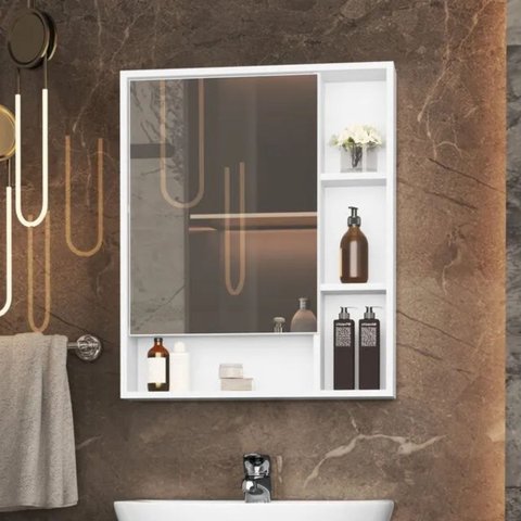 Armário Banheiro Espelho Exclusivo 1 Porta Selene Branco La Móveis